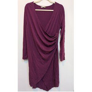 Chalet et Ceci Purple Wrap Style Crinkle Knit Long Sleeve Dress Size Medium